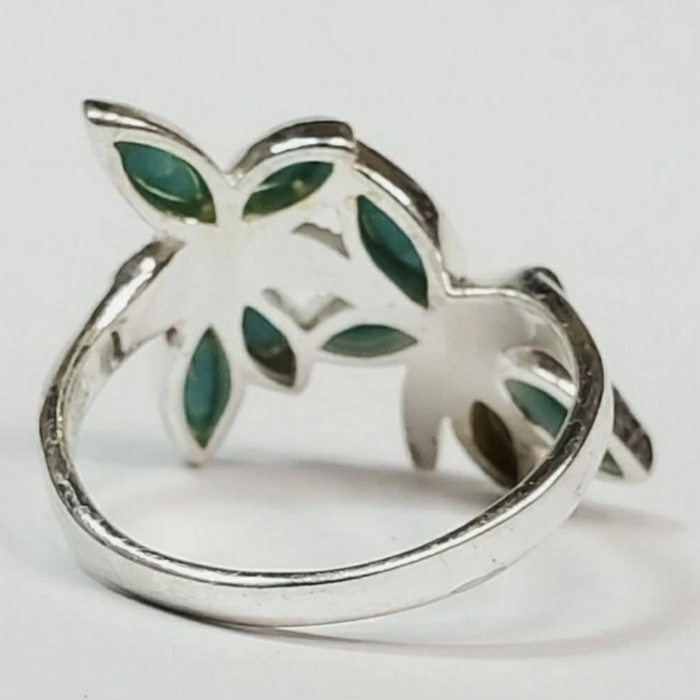 Elegant Silver and Turquoise Marcasite Dragonfly Ring - Picture 2 of 2